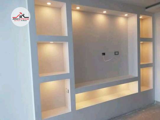 Gypsum TV wall unit with lights installation in Nairobi image 2