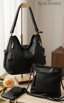 ROSEMANDY Dark Brown Leather Bag Set with Wallet image 7