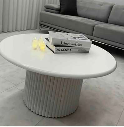 Modern White Side Tables Set of 2 with Ribbed Bases image 3