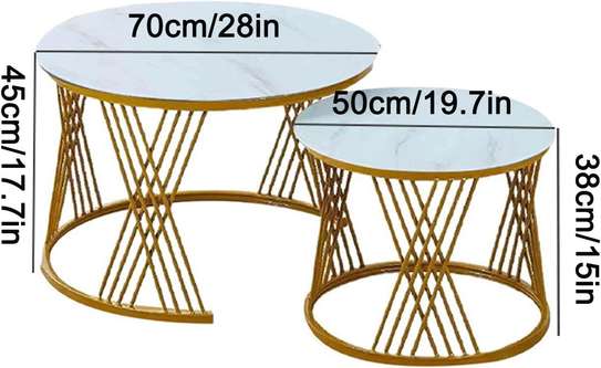 Nesting Coffee Table: 2-in-1 Marble Top, Gold Frame image 3