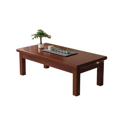 Coffee Table; Rectangle Wooden Red Coffee Table image 4