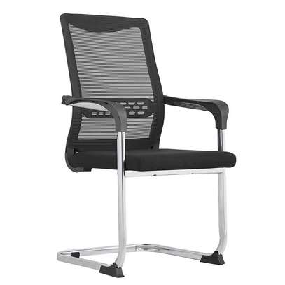 Office Chair: Cantilever Black Mesh Chair with Armrest image 5