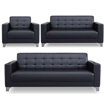 Office Sofa; Black Leather Meeting Sofa Set image 3