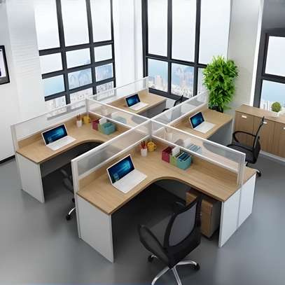 Workstations: 4-User Modern Modular Workplace Set up image 4
