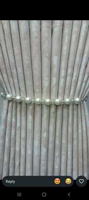 Elegant Teal & White Blackout Curtains Floor-Length image 5