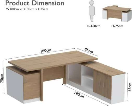 1800MM L-shaped office desk with extension image 3