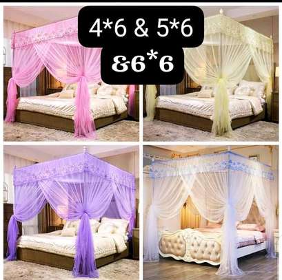 Elegant Pink Four-Poster Bed Canopy Double Size image 3
