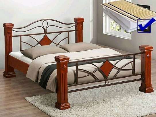 Quality and durable metallic beds with wooden finish image 5