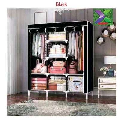 Portable Wooden Wardrobe with Canvas Cover image 5