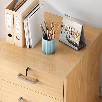 File Cabinets: Movable Brown File Storage 3-Drawer Cabinet image 4
