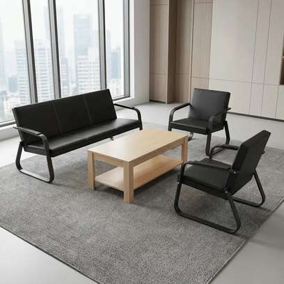 Leather Reception 5 Person Office Sofa image 6