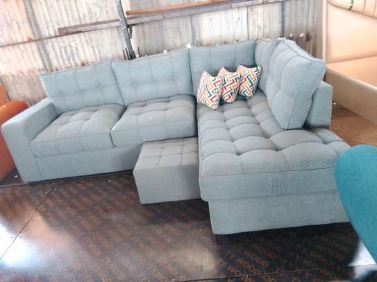 Modern Sectional Sofa Blue Fabric with Chaise Lounge image 3