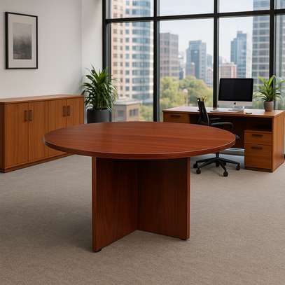 Round Wooden Meeting Table image 2