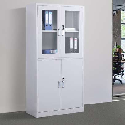 Modern Steel Storage Cabinet with Shelves image 2