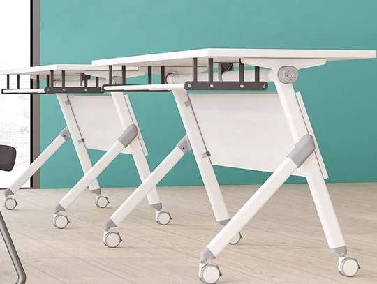 Foldble table: Foldable Training Table with Wheel Casters image 4