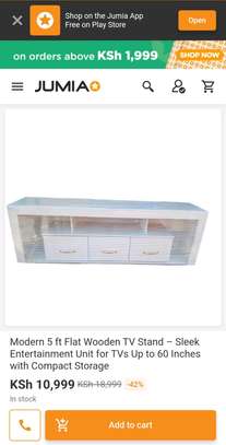 Modern TV Stand White Wood with Storage Cabinets image 4