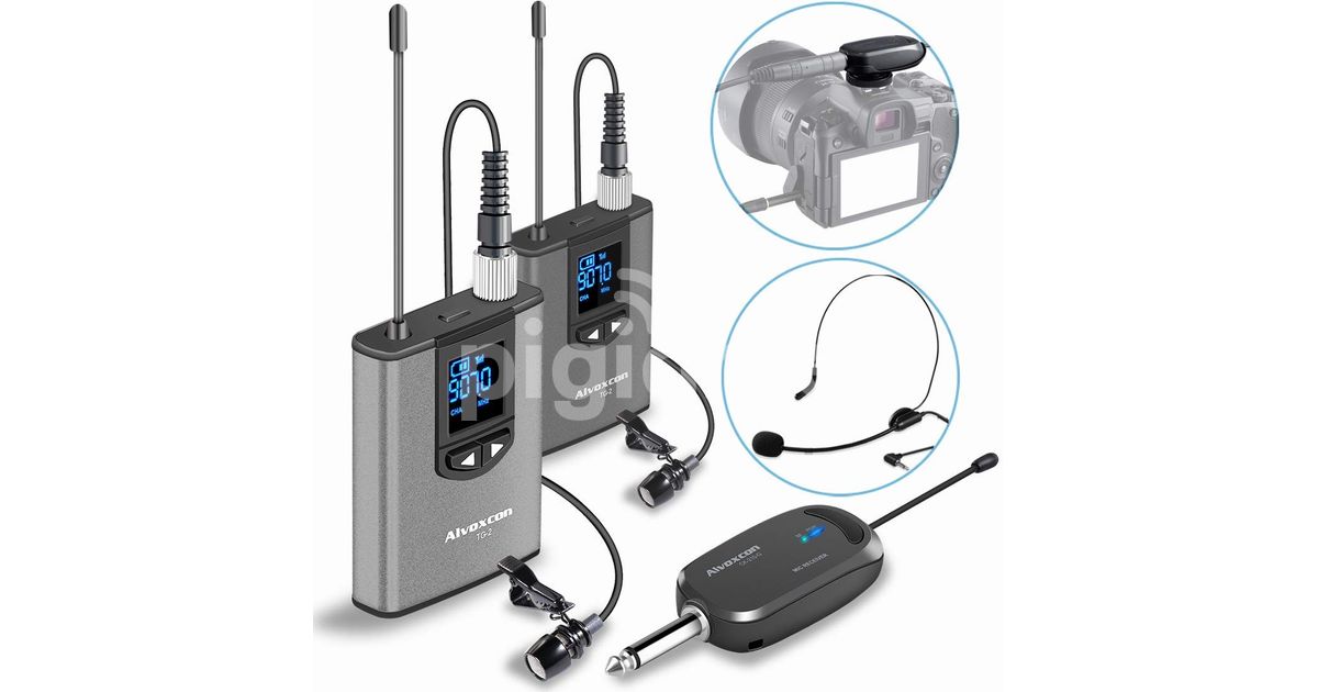 Wireless Headset Lavalier Microphone System Alvoxcon Dual Wireless