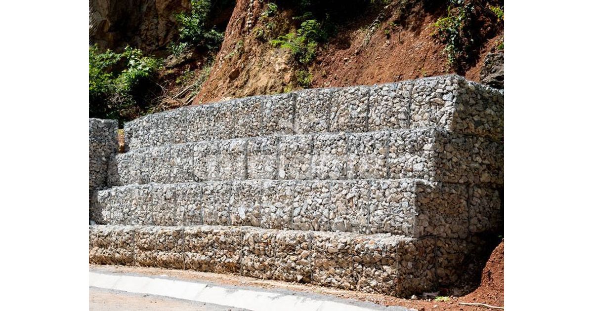 Gabion Retaining Wall Erosion Control, Slope Stability in Industrial