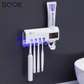 Toothbrush sterilizer and dispenser,