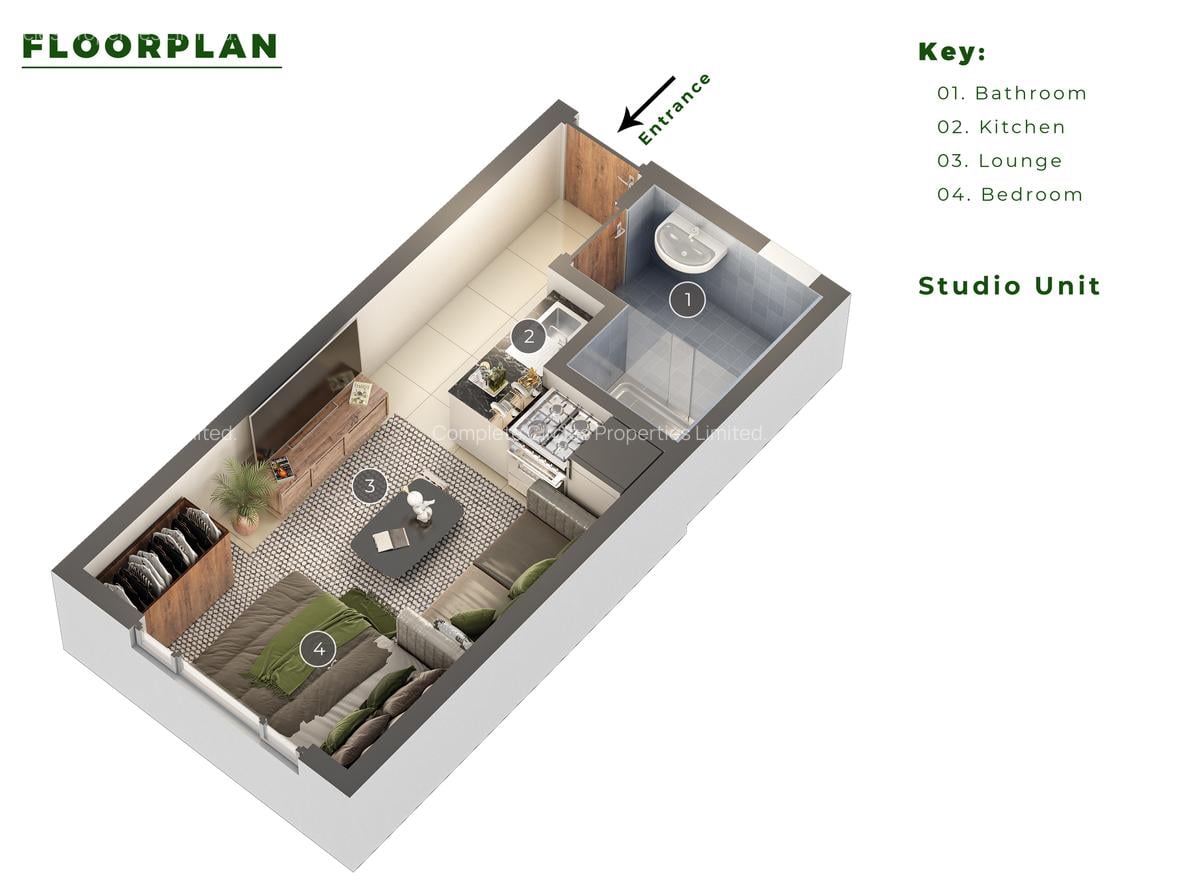 Studio Apartment with Swimming Pool in Riruta - 2