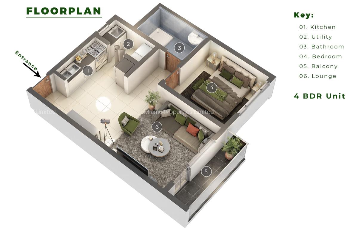 Serviced 1 Bed Apartment with Backup Generator at Ruaka - 1