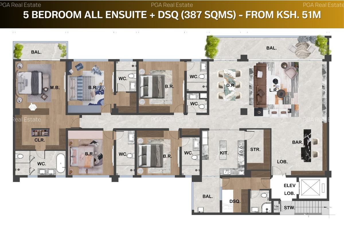 5 Bed Apartment with En Suite in Brookside - 3