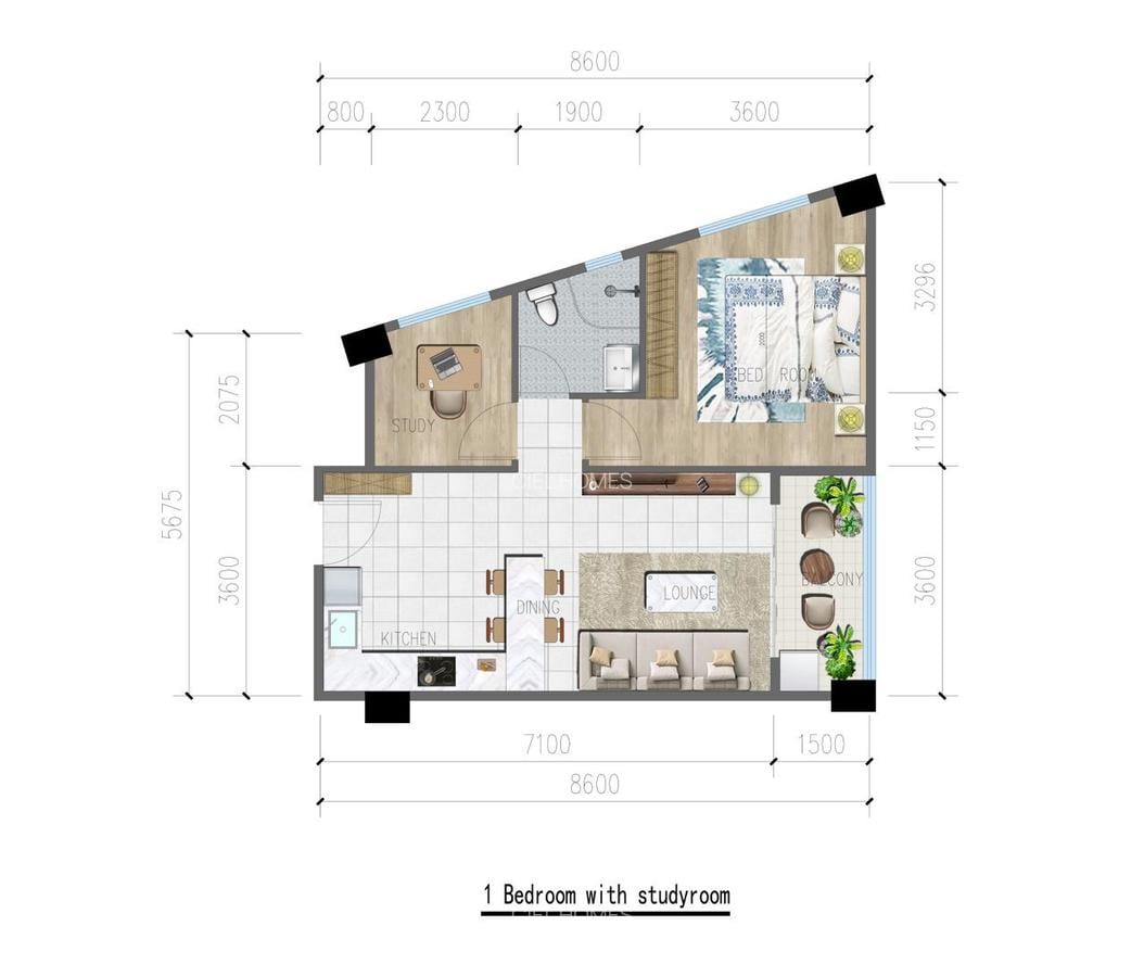 1 Bed Apartment with Swimming Pool in Riverside - 9