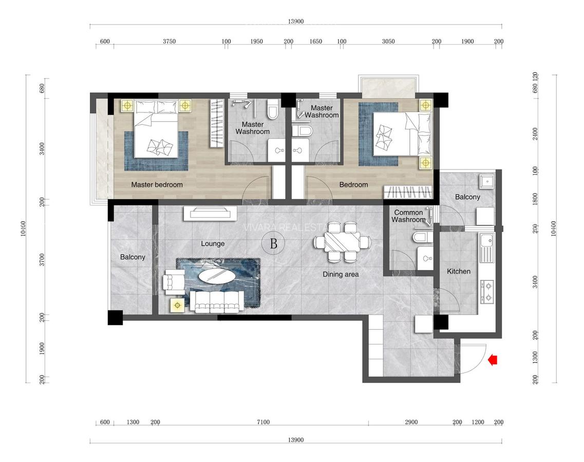 2 Bed Apartment with Swimming Pool at Riverside Drive - 7