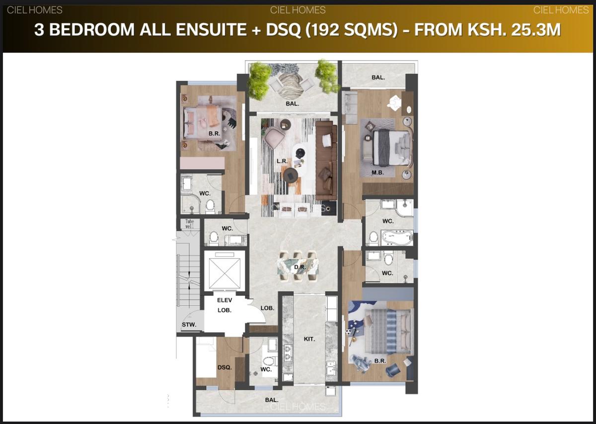 3 Bed Apartment with En Suite at Brookside Gardens - 1