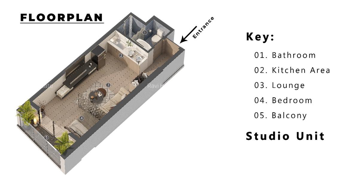 Studio Apartment with Swimming Pool at George Padmore - 1