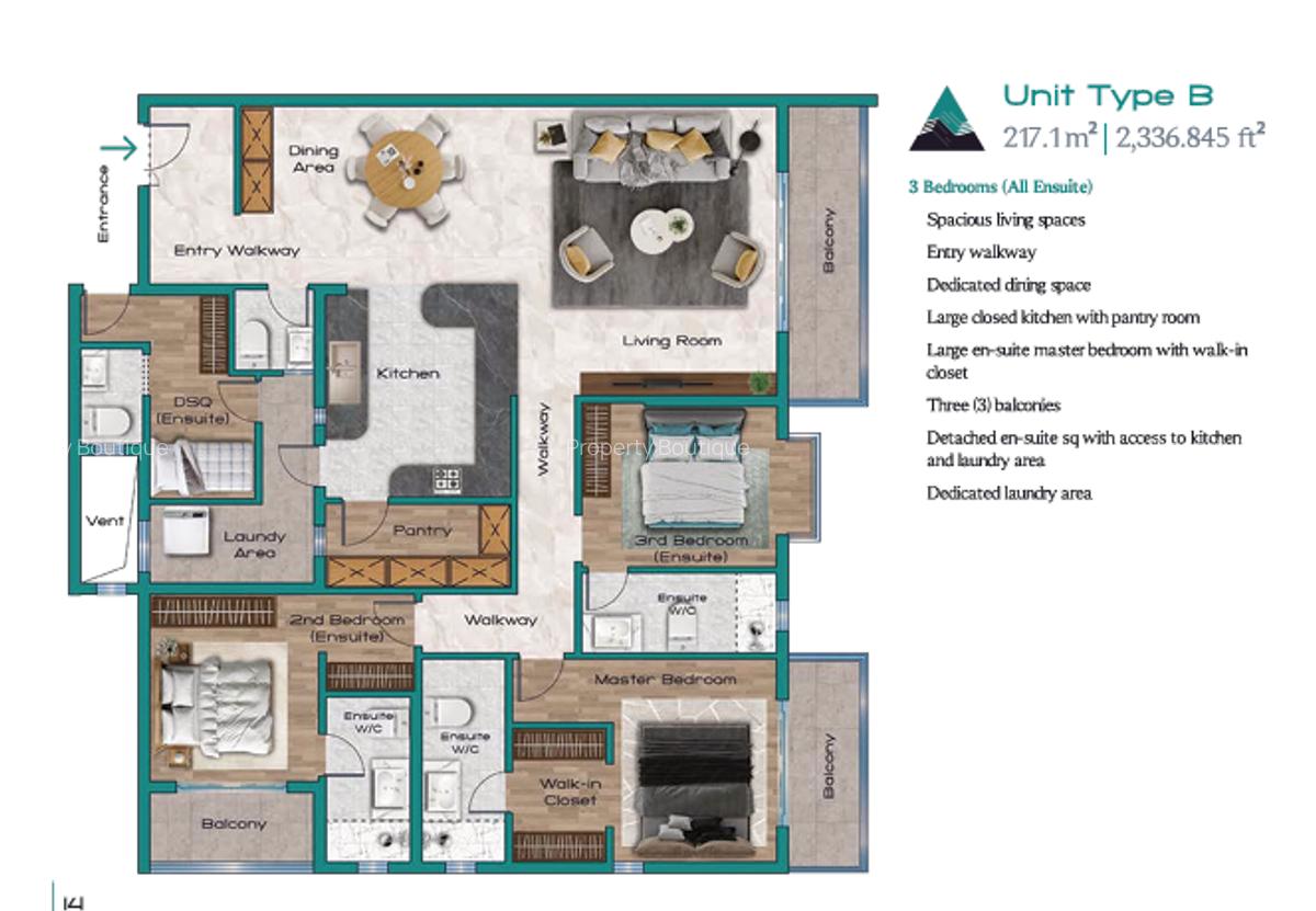 3 Bed Apartment with En Suite in Kilimani - 8