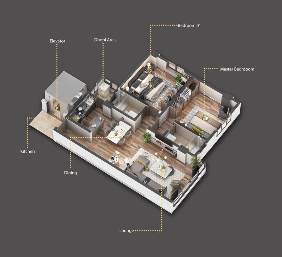 Serviced 1 Bed Apartment with Swimming Pool at Sports Road - 3