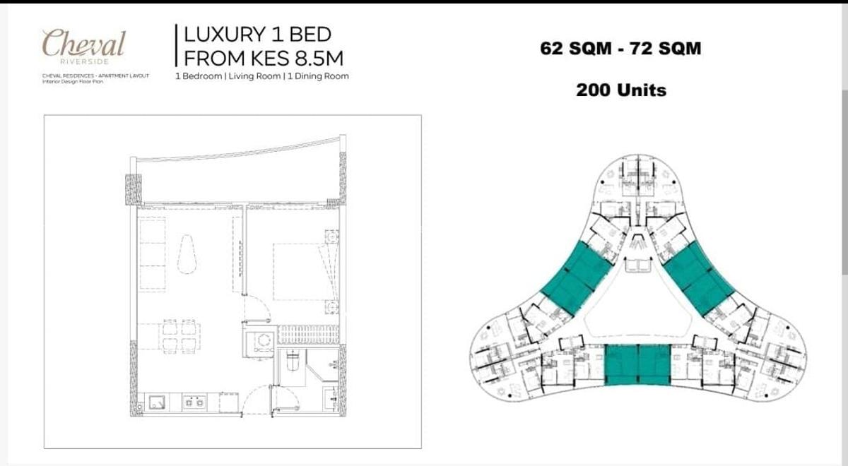 1 Bed Apartment with Swimming Pool at Riverside - 1