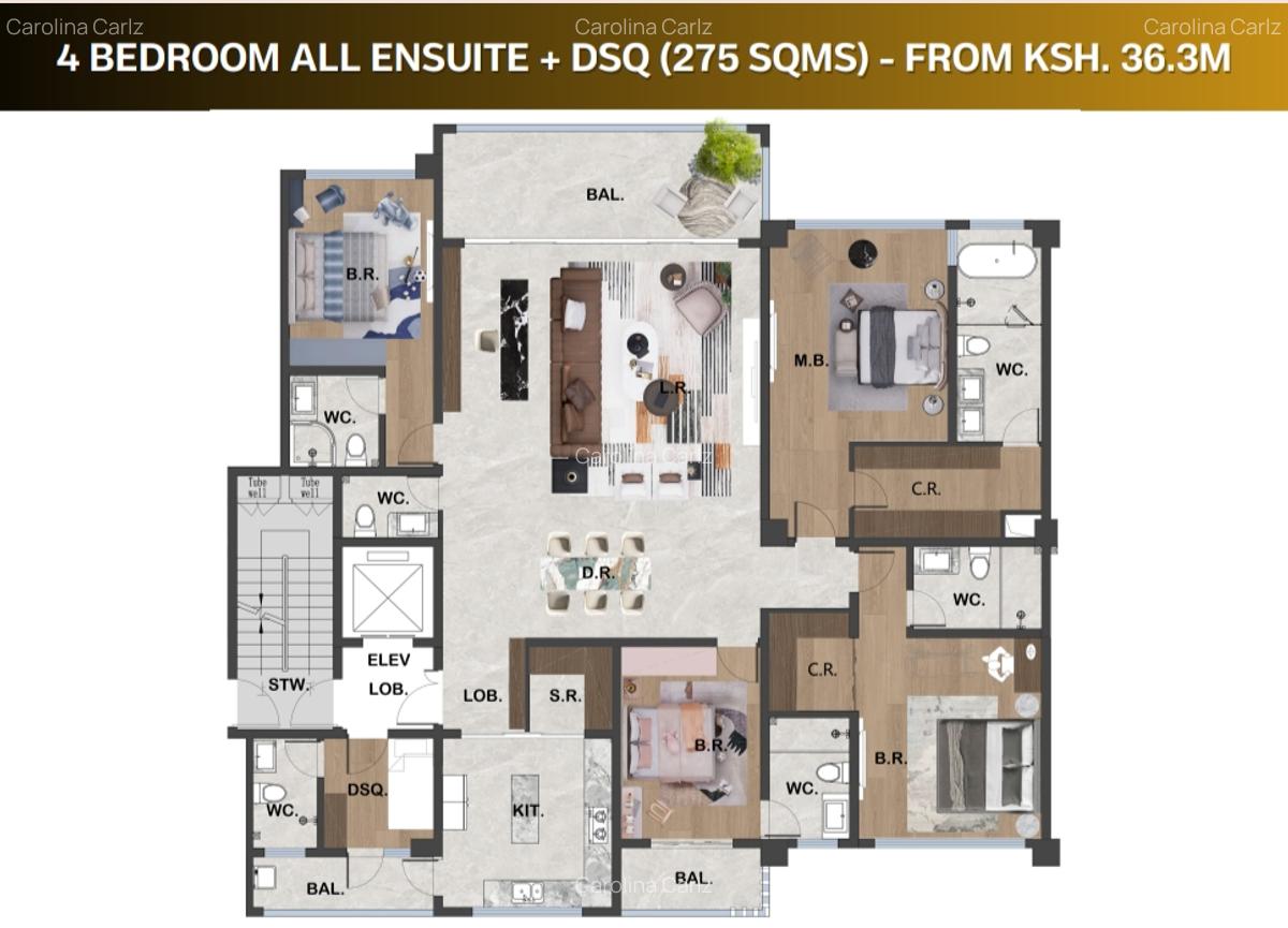 4 Bed Apartment with En Suite at Brookside Drive - 2