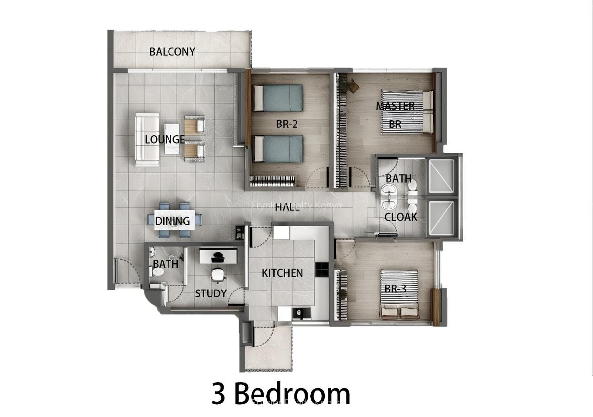 3 Bed Apartment with Swimming Pool at Off Ngong Road - 3