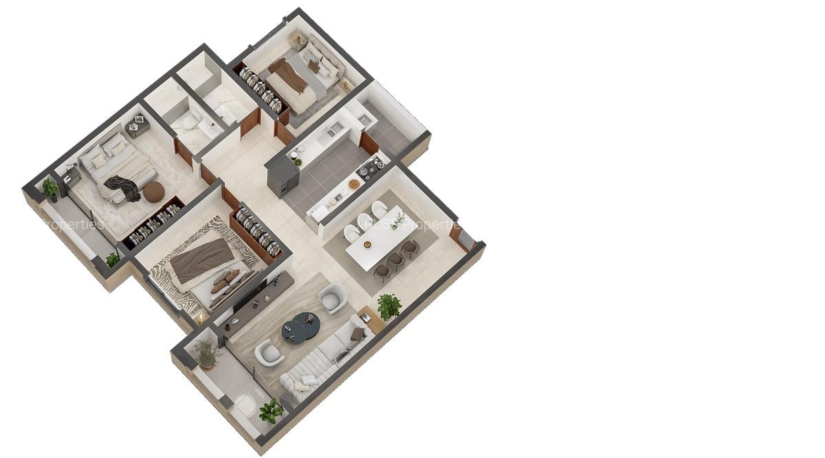 Serviced 3 Bed Apartment with Swimming Pool at As143 - 9