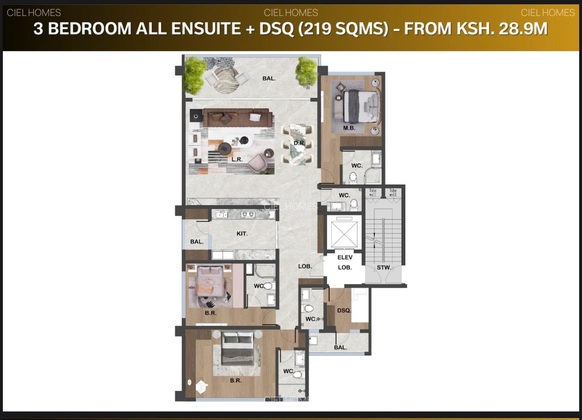 3 Bed Apartment with En Suite at Brookside Gardens - 2