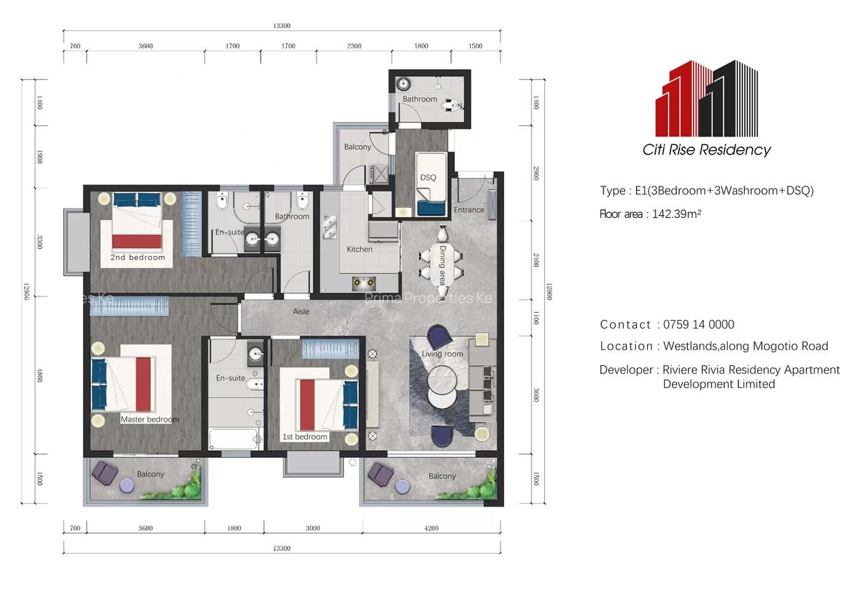 3 Bed Apartment with En Suite at Mogotio Rd - 9