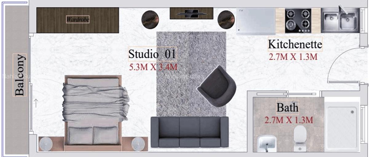 Studio Apartment with Swimming Pool at Kisauni Road - 1