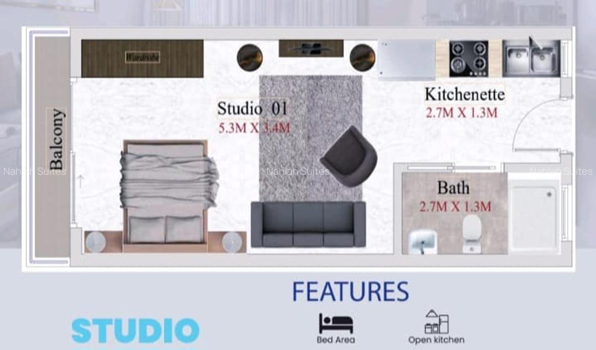 Studio Apartment with Swimming Pool at Kisauni Road - 2