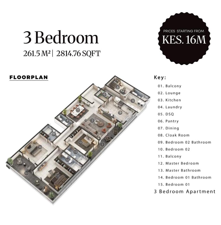 3 Bed Apartment with Swimming Pool at Nyali - 3