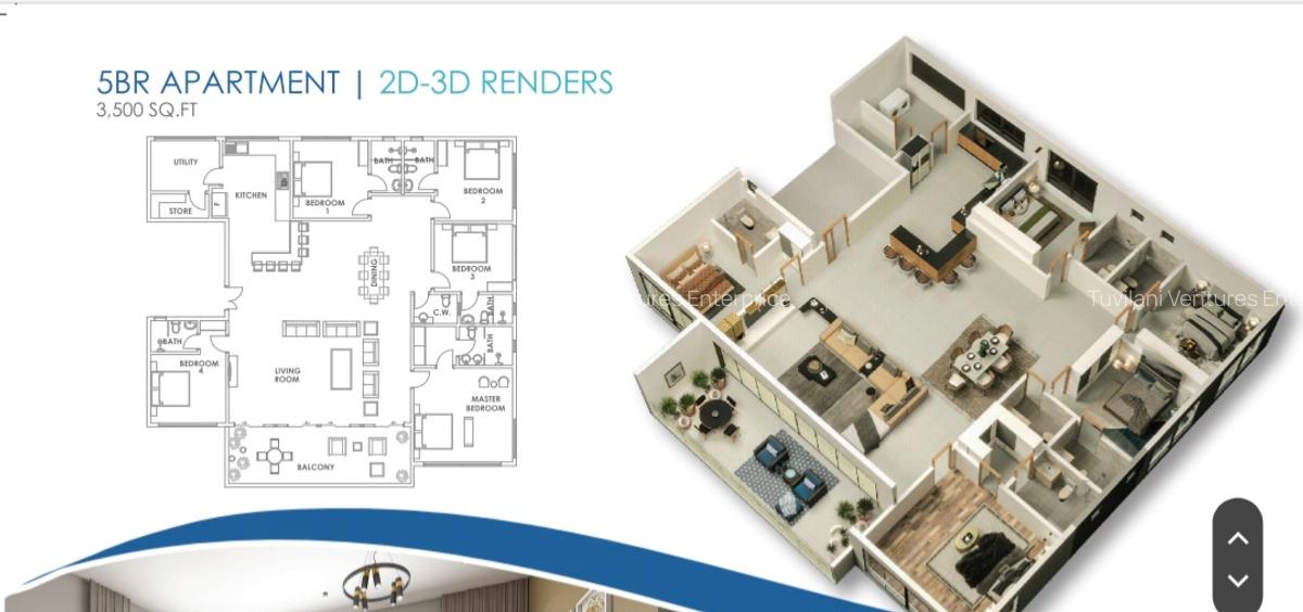 Serviced 4 Bed Apartment with En Suite at Nyali - 10