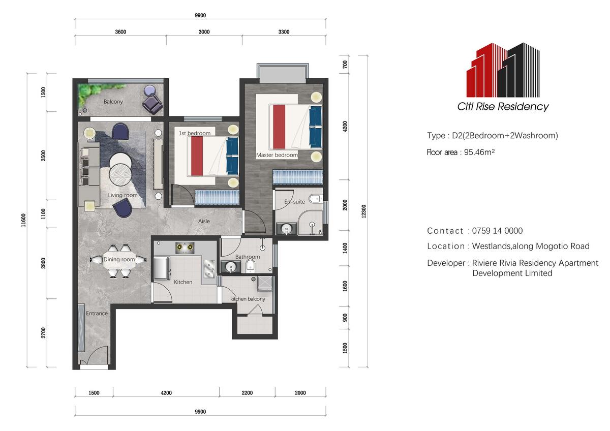 2 Bed Apartment with En Suite at Westlands - 13