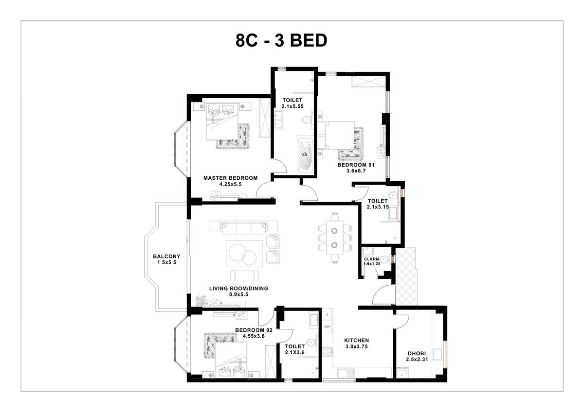 3 Bed Apartment with En Suite at Rhapta Road - 1