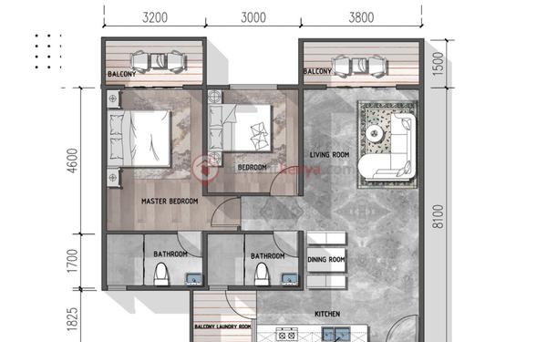 two bedroom layout - 12