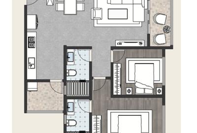 2 Bed Apartment with Swimming Pool in Kilimani