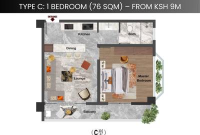 1 Bed Apartment with En Suite in Westlands Area