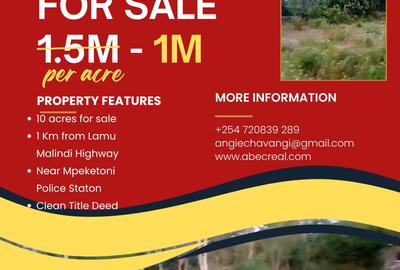 Land at Lamu Malindi Highway