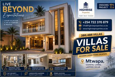 3 Bed Villa with Swimming Pool in Mtwapa