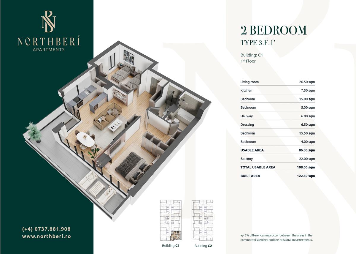 Northberi Apartments, zona Băneasa, București - 2